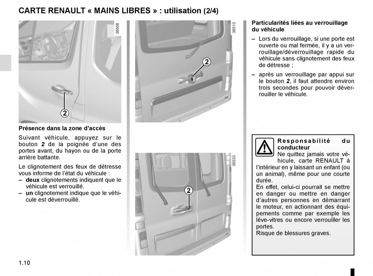 Renault Trafic III 3 manuel du proprietaire / page 16