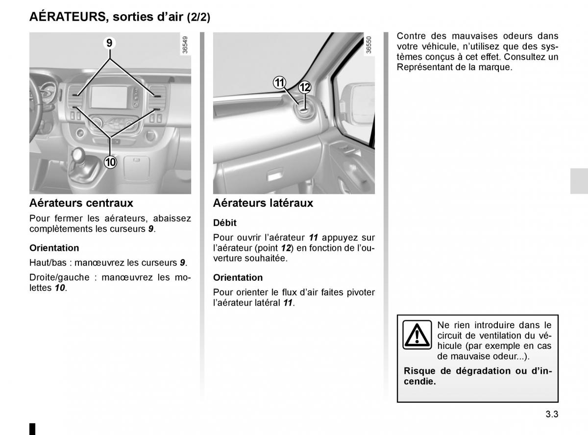 Renault Trafic III 3 manuel du proprietaire / page 165