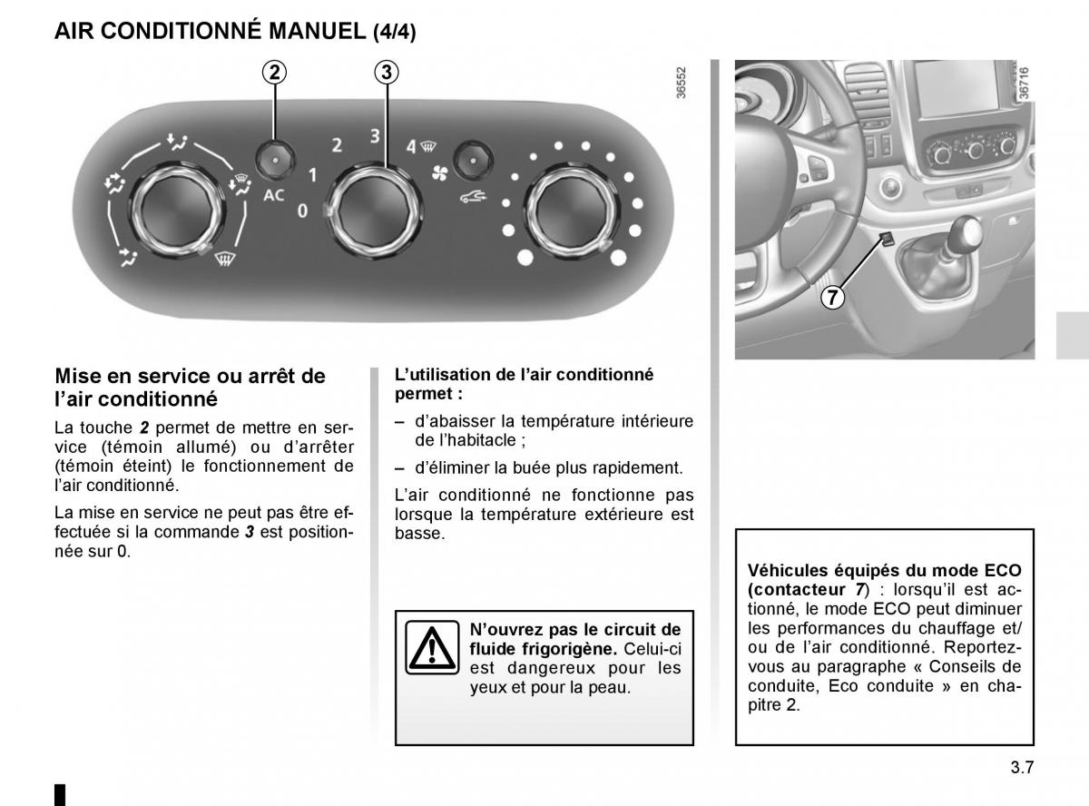 Renault Trafic III 3 manuel du proprietaire / page 169