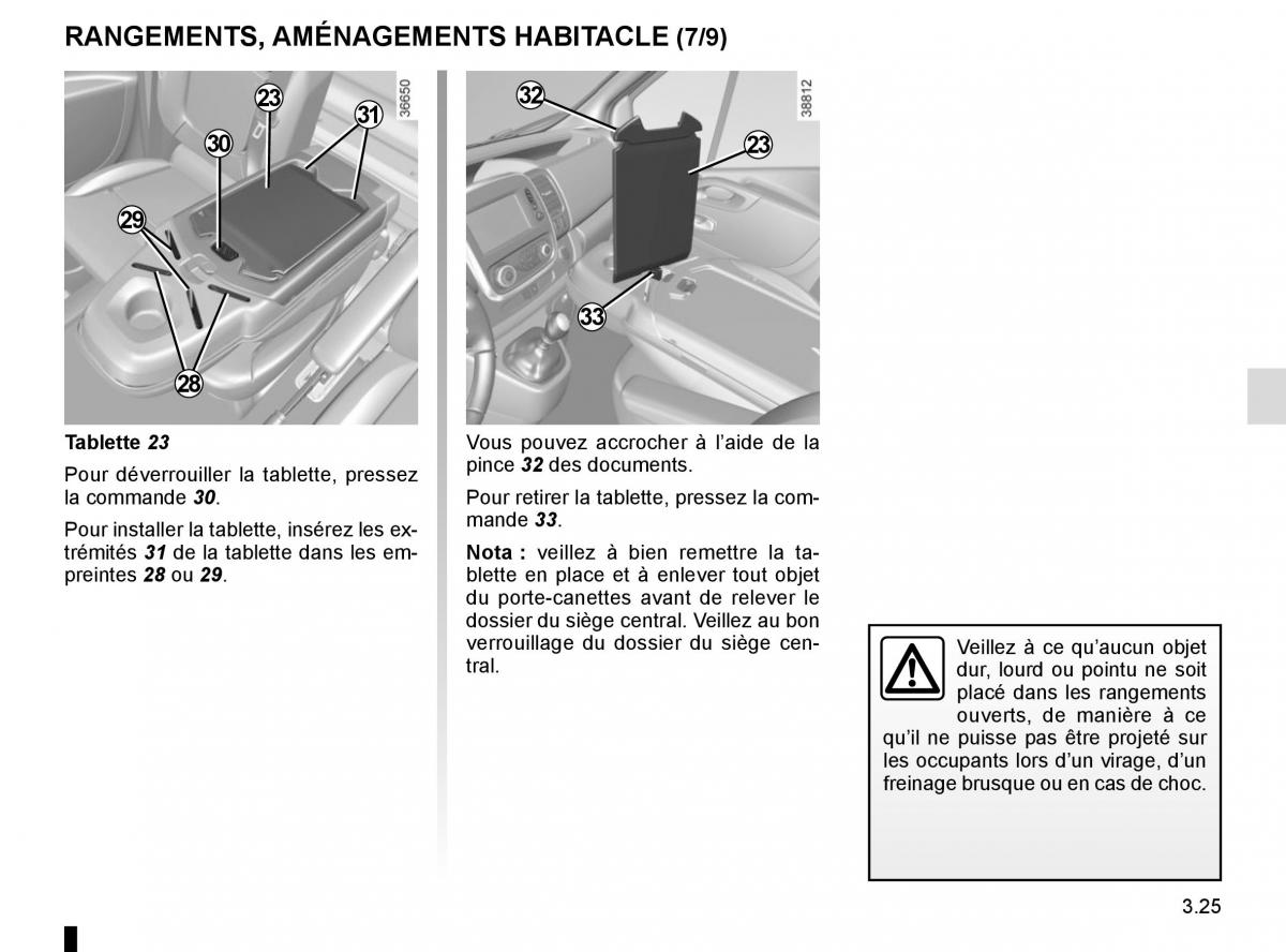 Renault Trafic III 3 manuel du proprietaire / page 187