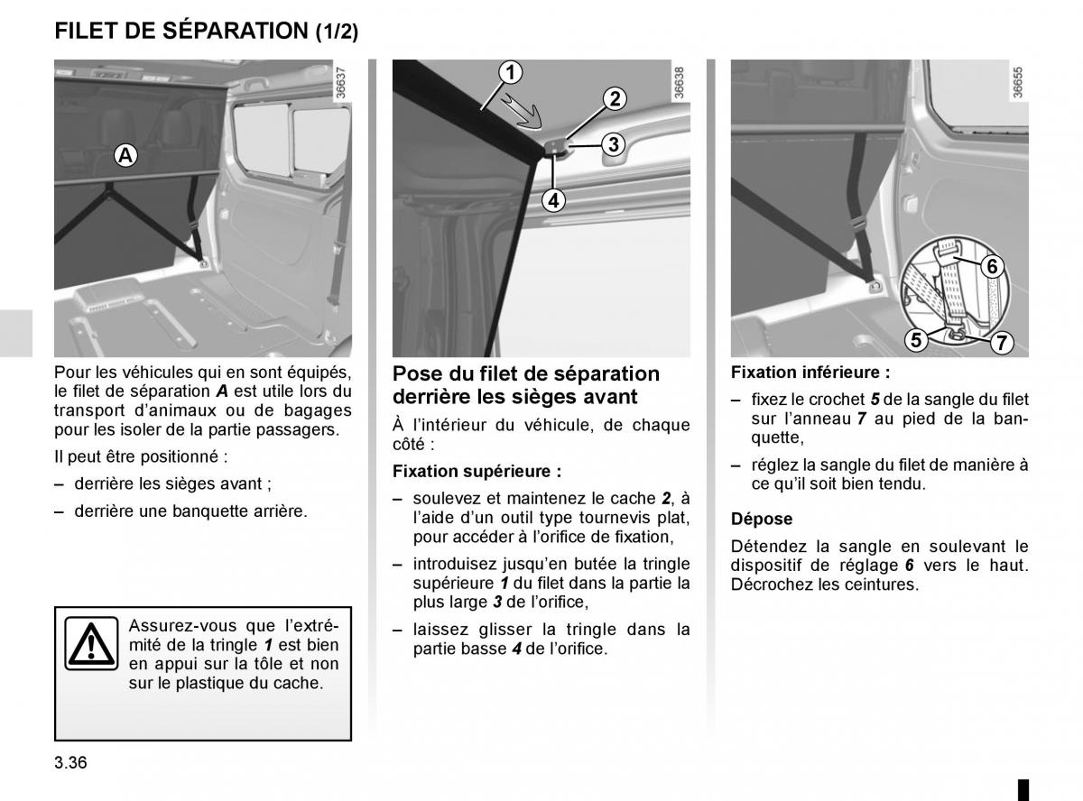 Renault Trafic III 3 manuel du proprietaire / page 198