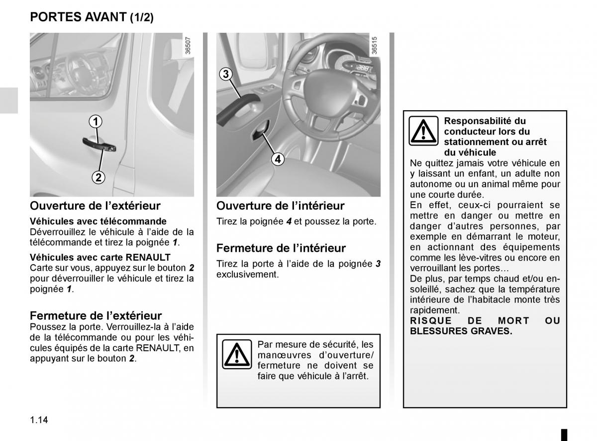 Renault Trafic III 3 manuel du proprietaire / page 20