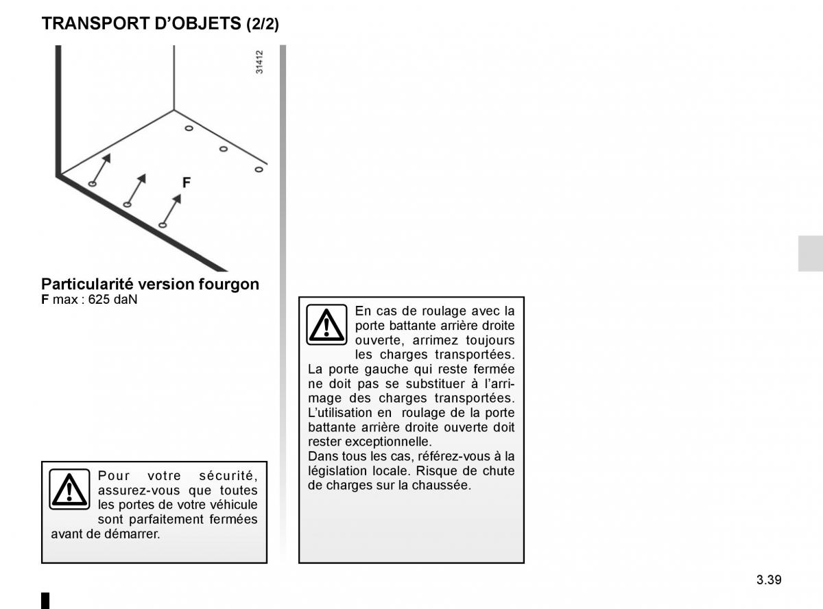 Renault Trafic III 3 manuel du proprietaire / page 201