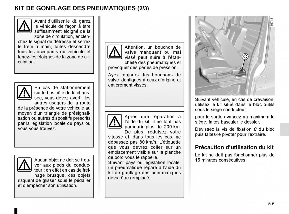 Renault Trafic III 3 manuel du proprietaire / page 225