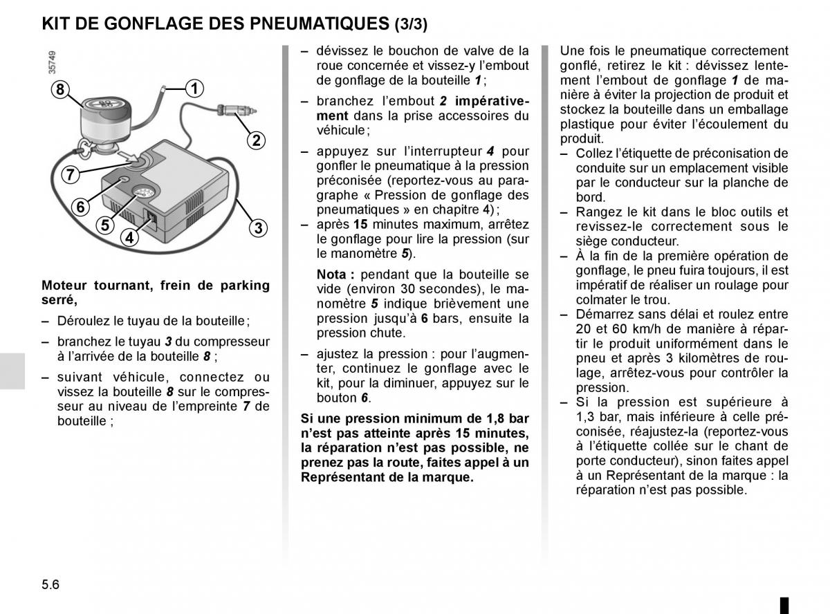 Renault Trafic III 3 manuel du proprietaire / page 226