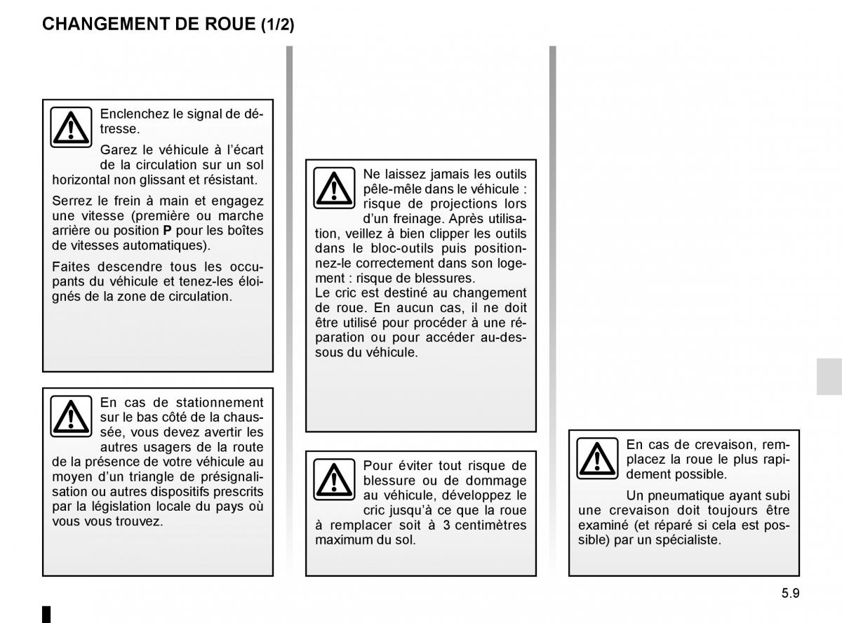 Renault Trafic III 3 manuel du proprietaire / page 229