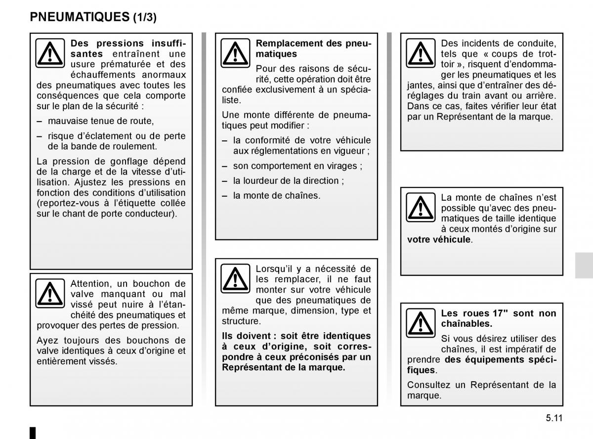 Renault Trafic III 3 manuel du proprietaire / page 231