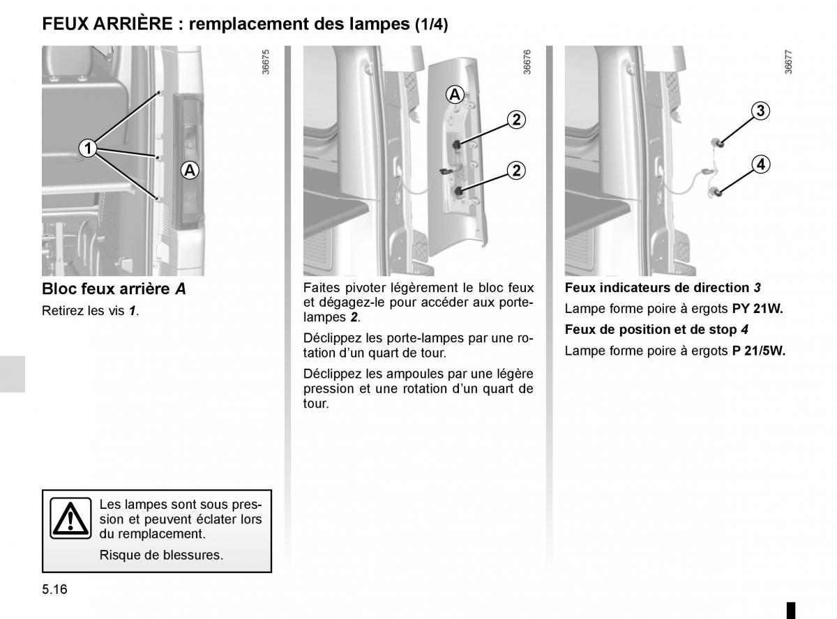 Renault Trafic III 3 manuel du proprietaire / page 236