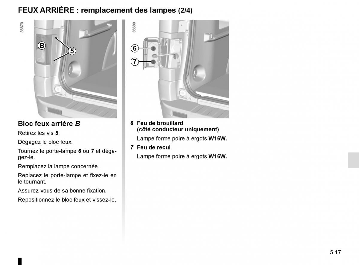 Renault Trafic III 3 manuel du proprietaire / page 237