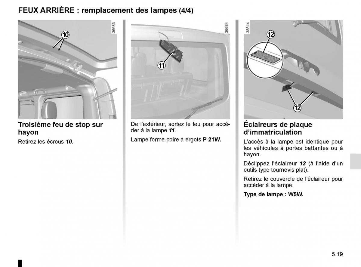 Renault Trafic III 3 manuel du proprietaire / page 239