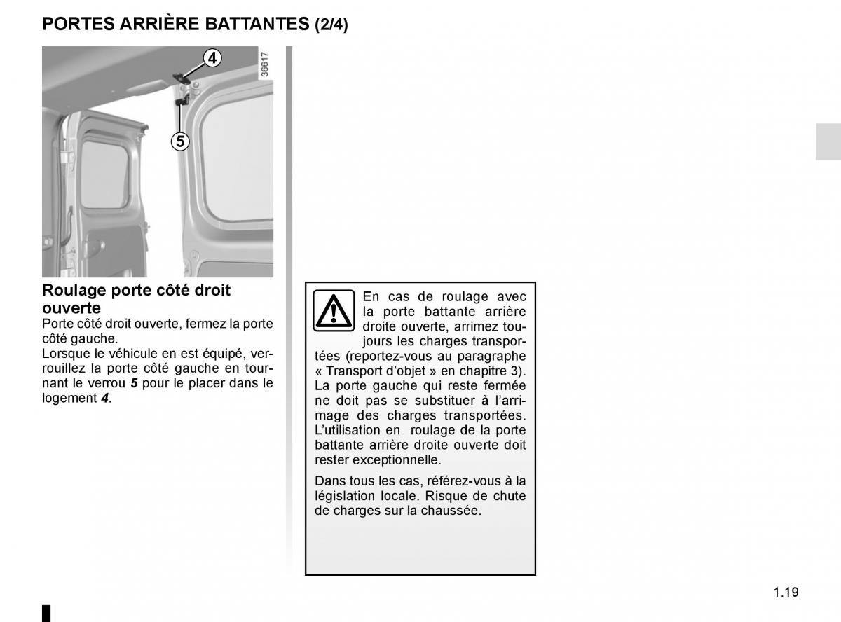 Renault Trafic III 3 manuel du proprietaire / page 25