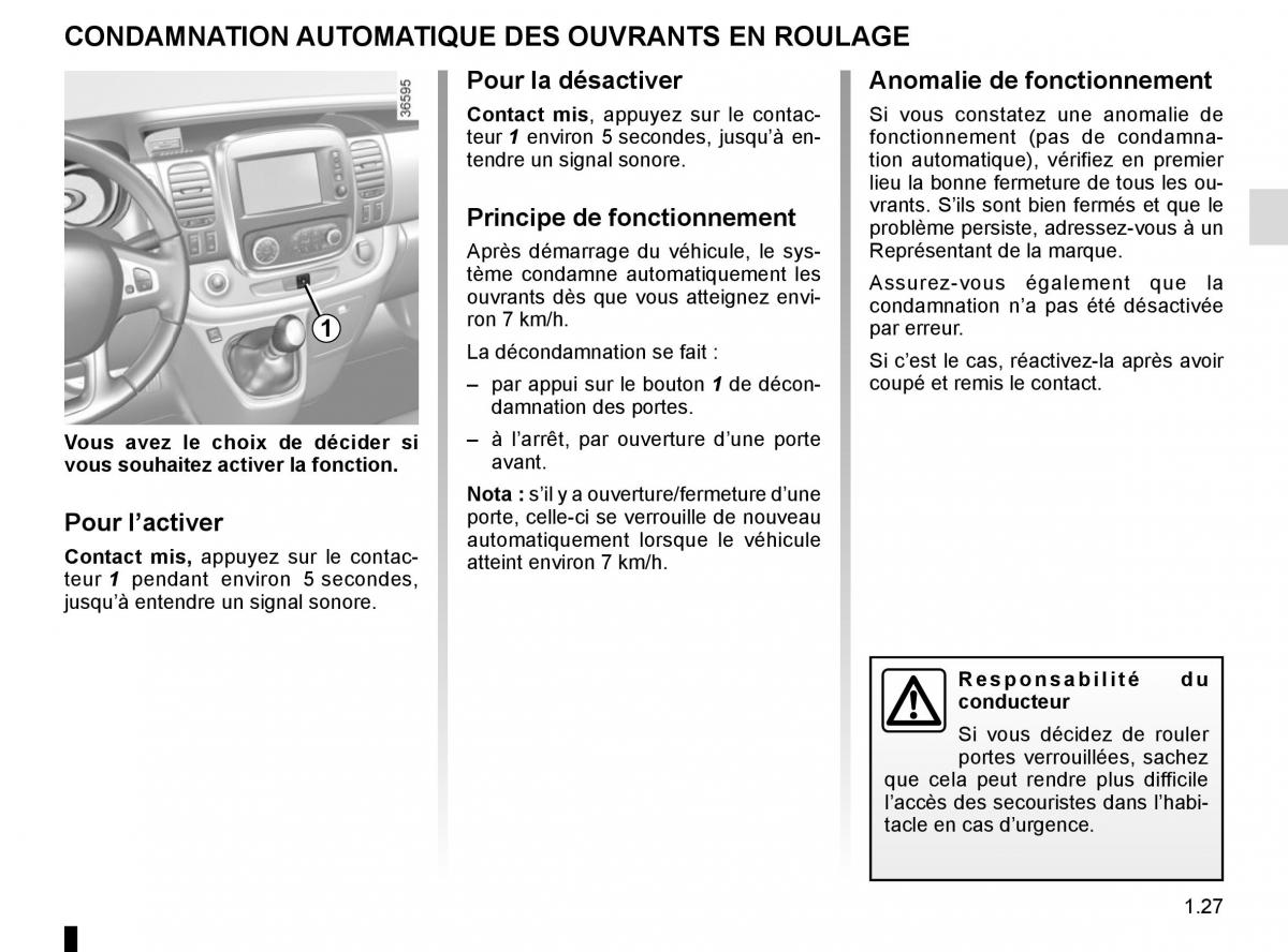 Renault Trafic III 3 manuel du proprietaire / page 33