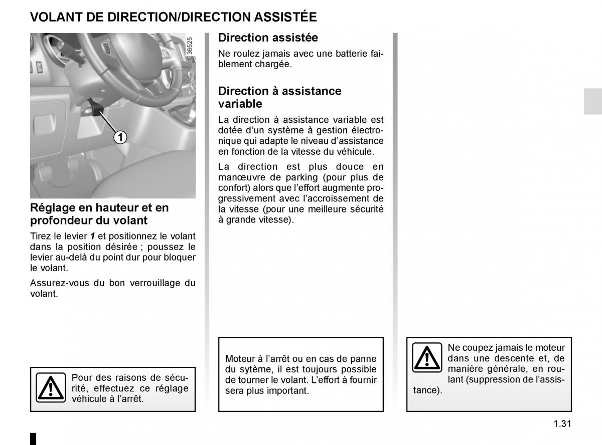 Renault Trafic III 3 manuel du proprietaire / page 37