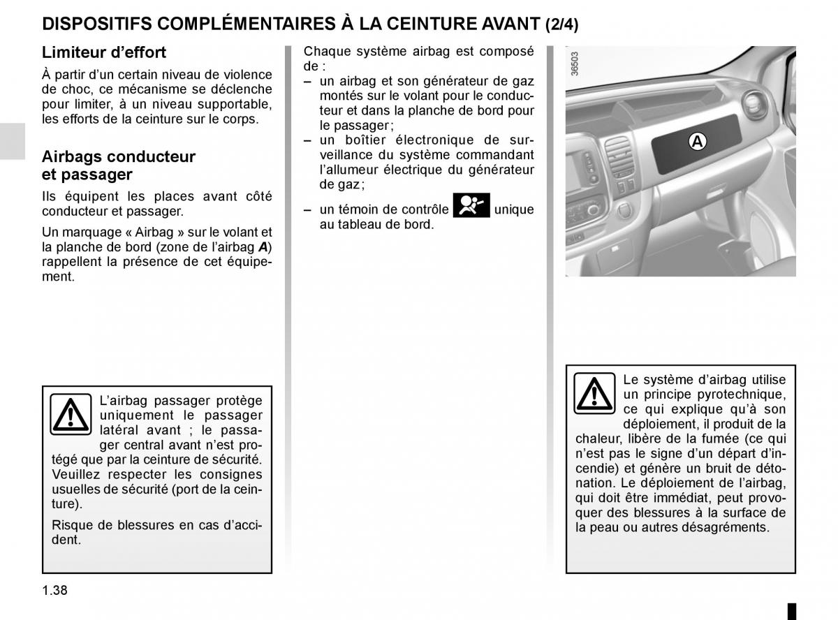 Renault Trafic III 3 manuel du proprietaire / page 44