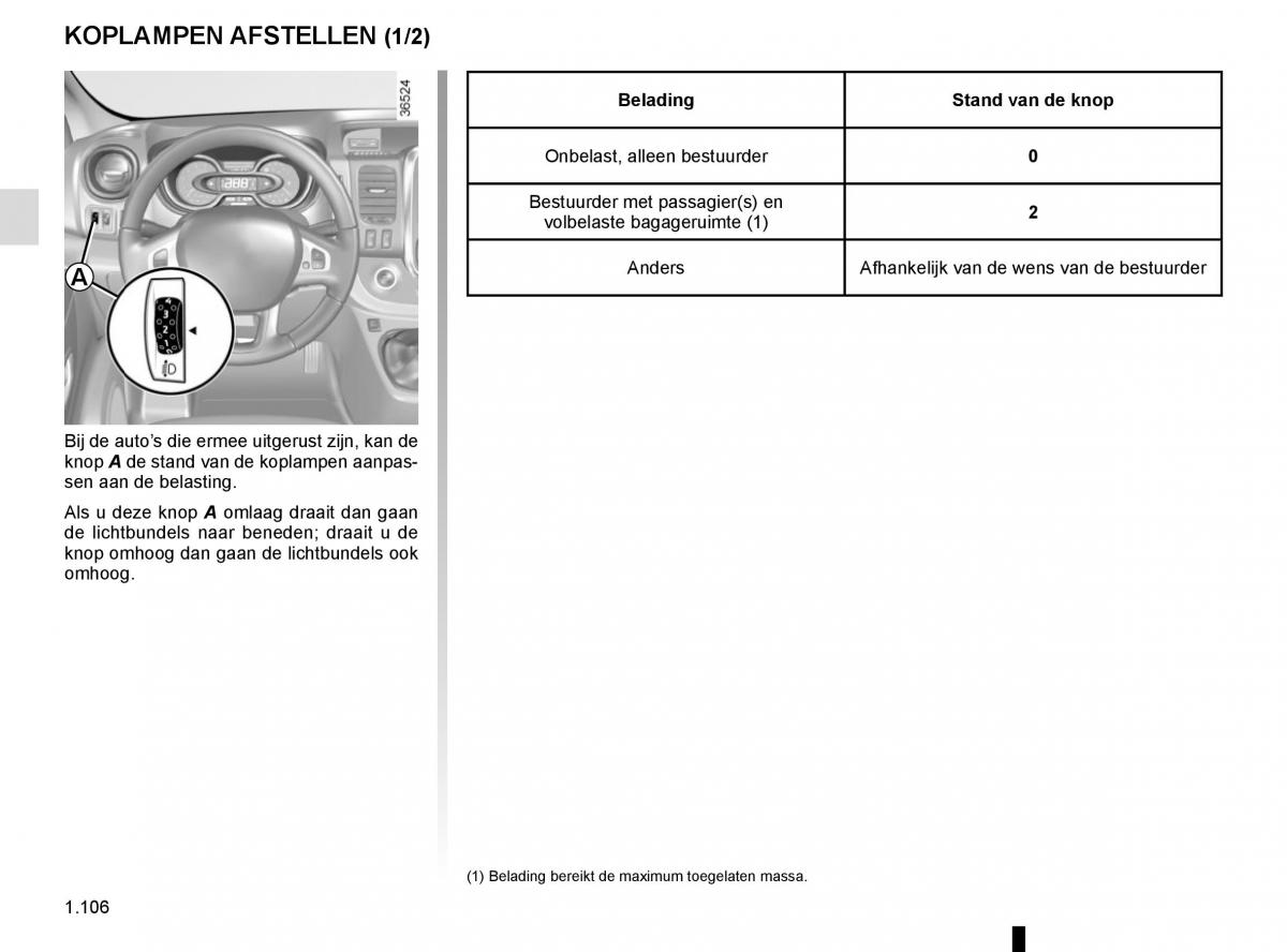 Renault Trafic III 3 handleiding / page 112