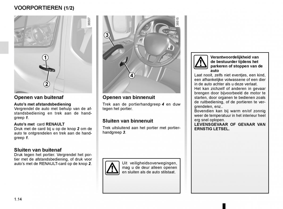 Renault Trafic III 3 handleiding / page 20