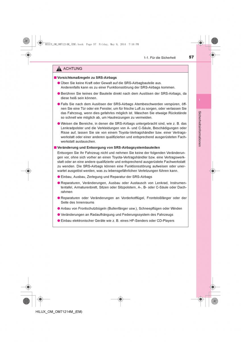 Toyota Hilux VII 7 Handbuch / page 57