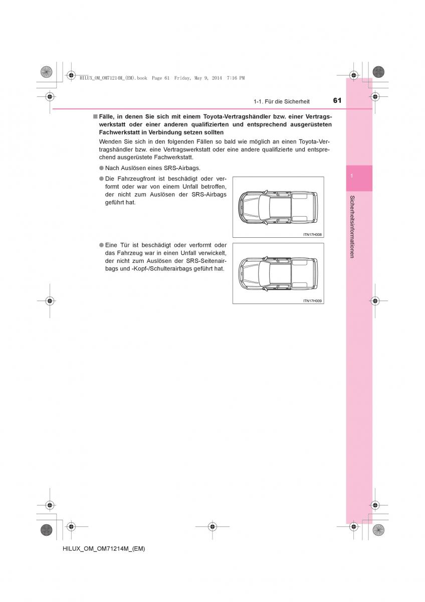 Toyota Hilux VII 7 Handbuch / page 61