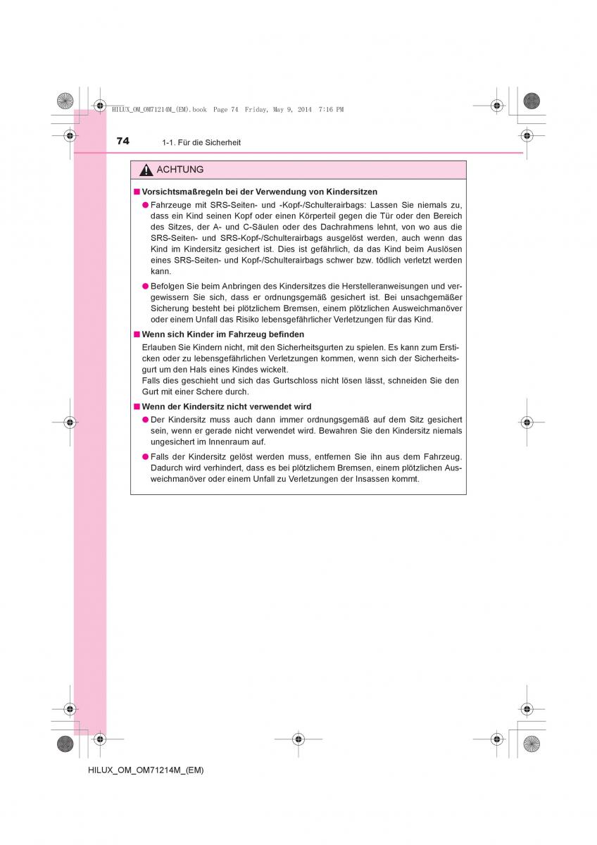 Toyota Hilux VII 7 Handbuch / page 74