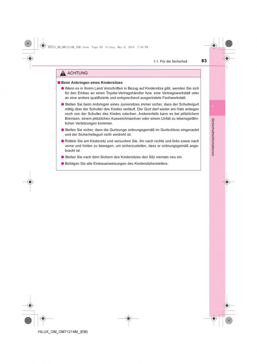 Toyota Hilux VII 7 Handbuch / page 83