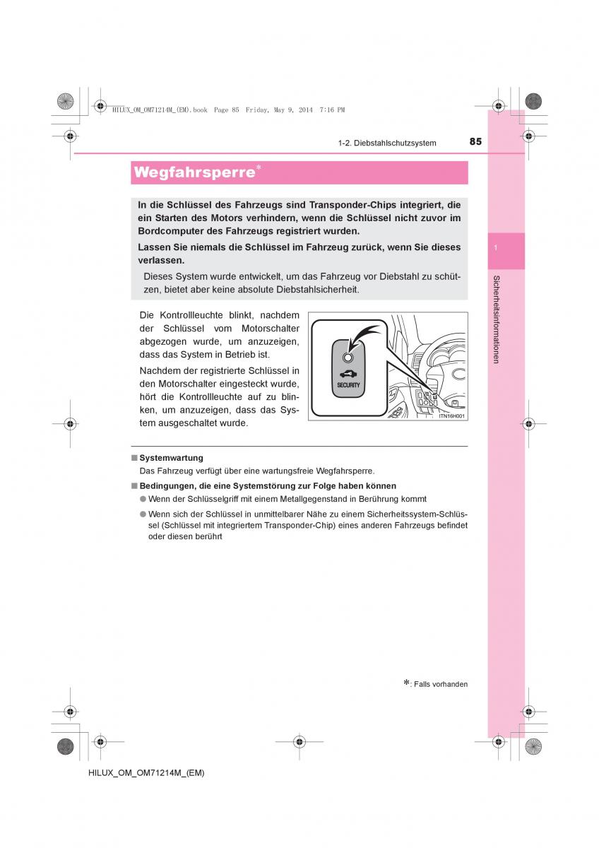 Toyota Hilux VII 7 Handbuch / page 85