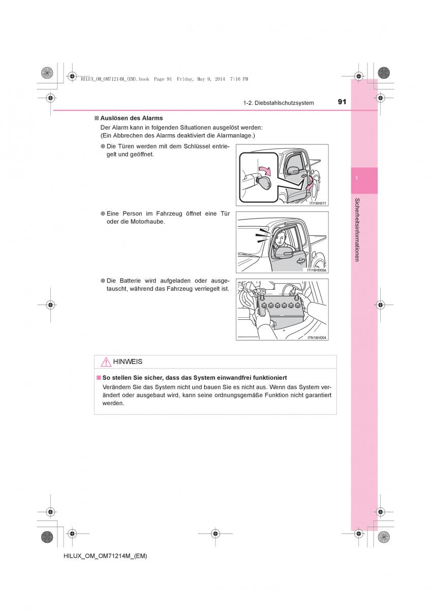 Toyota Hilux VII 7 Handbuch / page 91