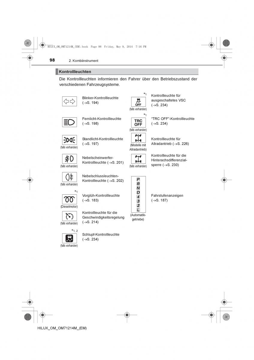 Toyota Hilux VII 7 Handbuch / page 98