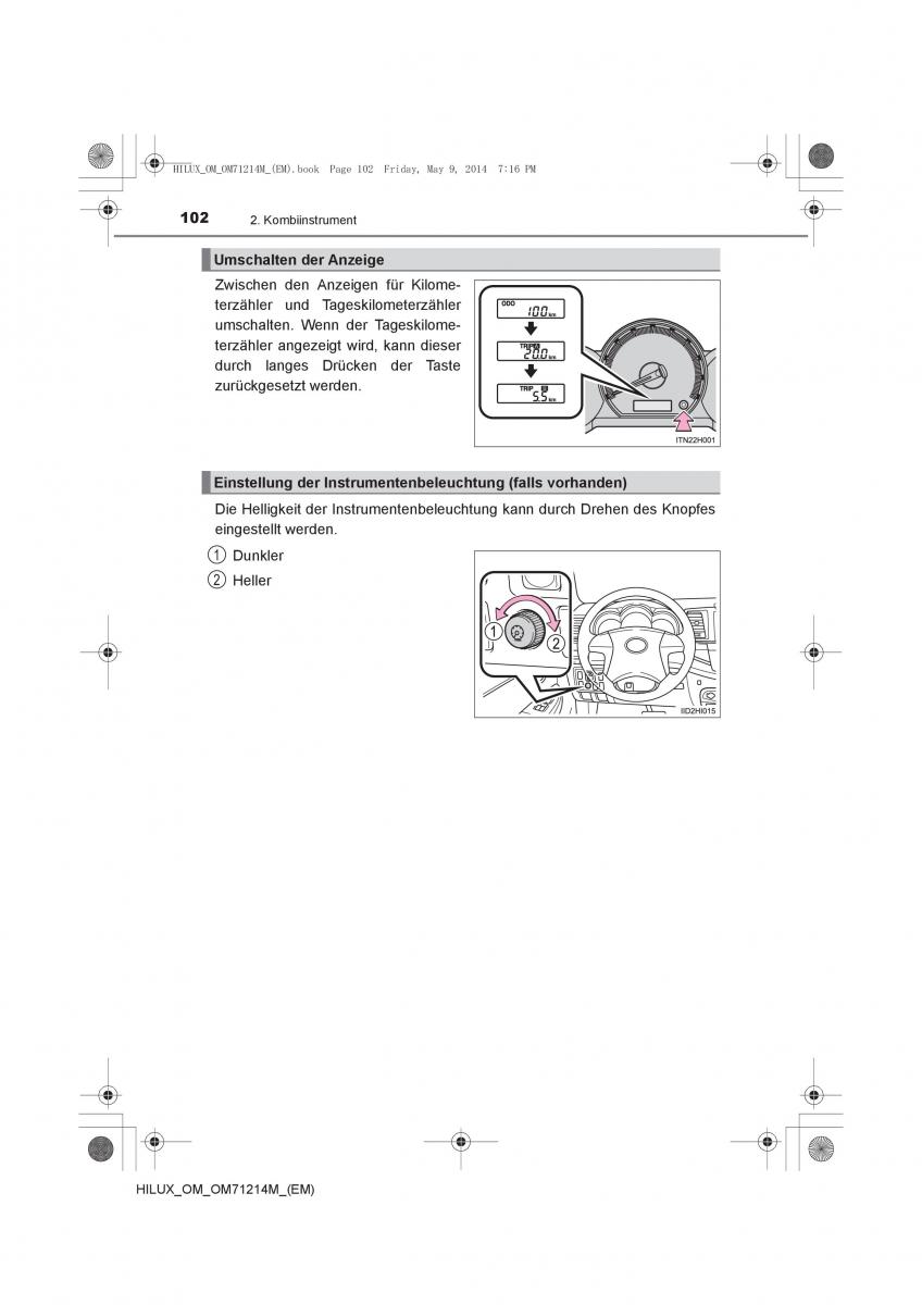 Toyota Hilux VII 7 Handbuch / page 102