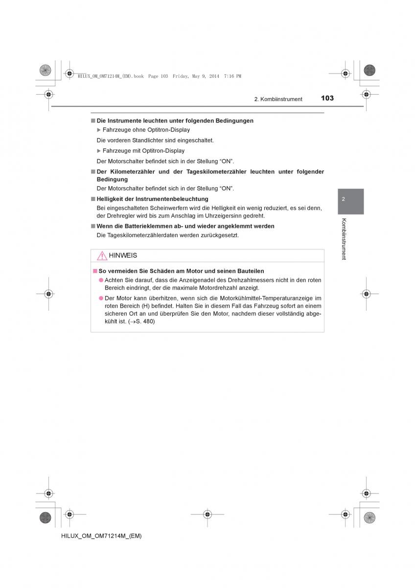 Toyota Hilux VII 7 Handbuch / page 103