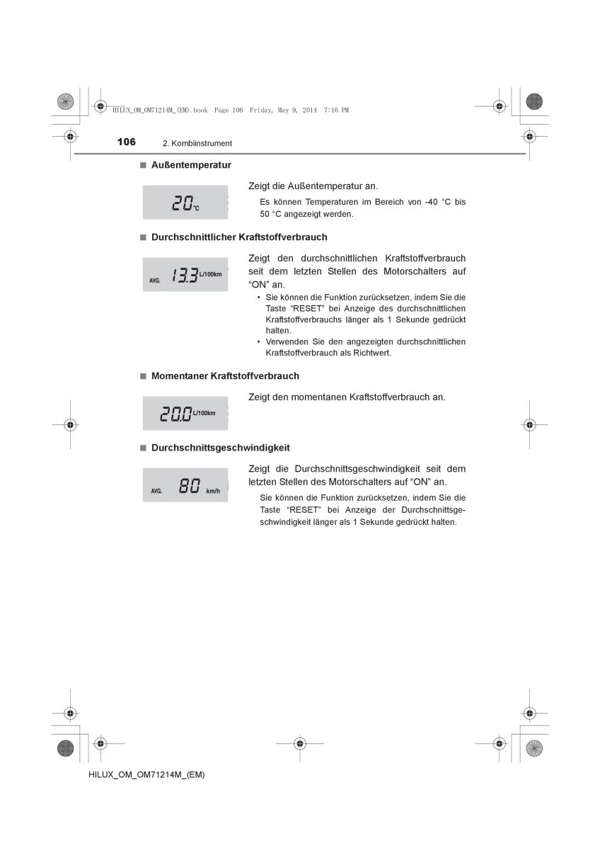 Toyota Hilux VII 7 Handbuch / page 106