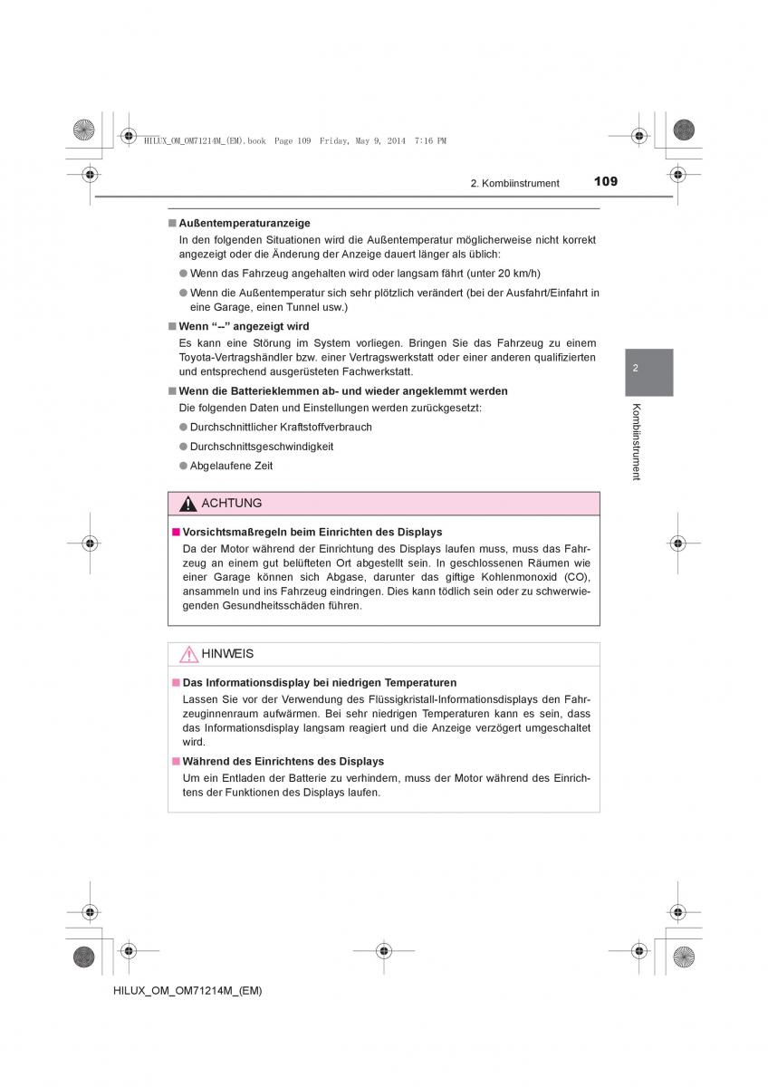 Toyota Hilux VII 7 Handbuch / page 109