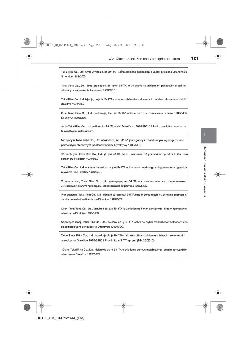 Toyota Hilux VII 7 Handbuch / page 121