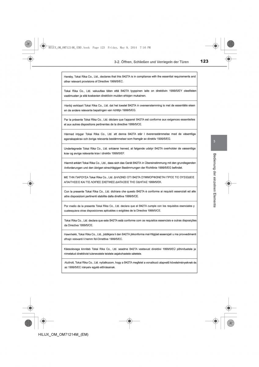 Toyota Hilux VII 7 Handbuch / page 123