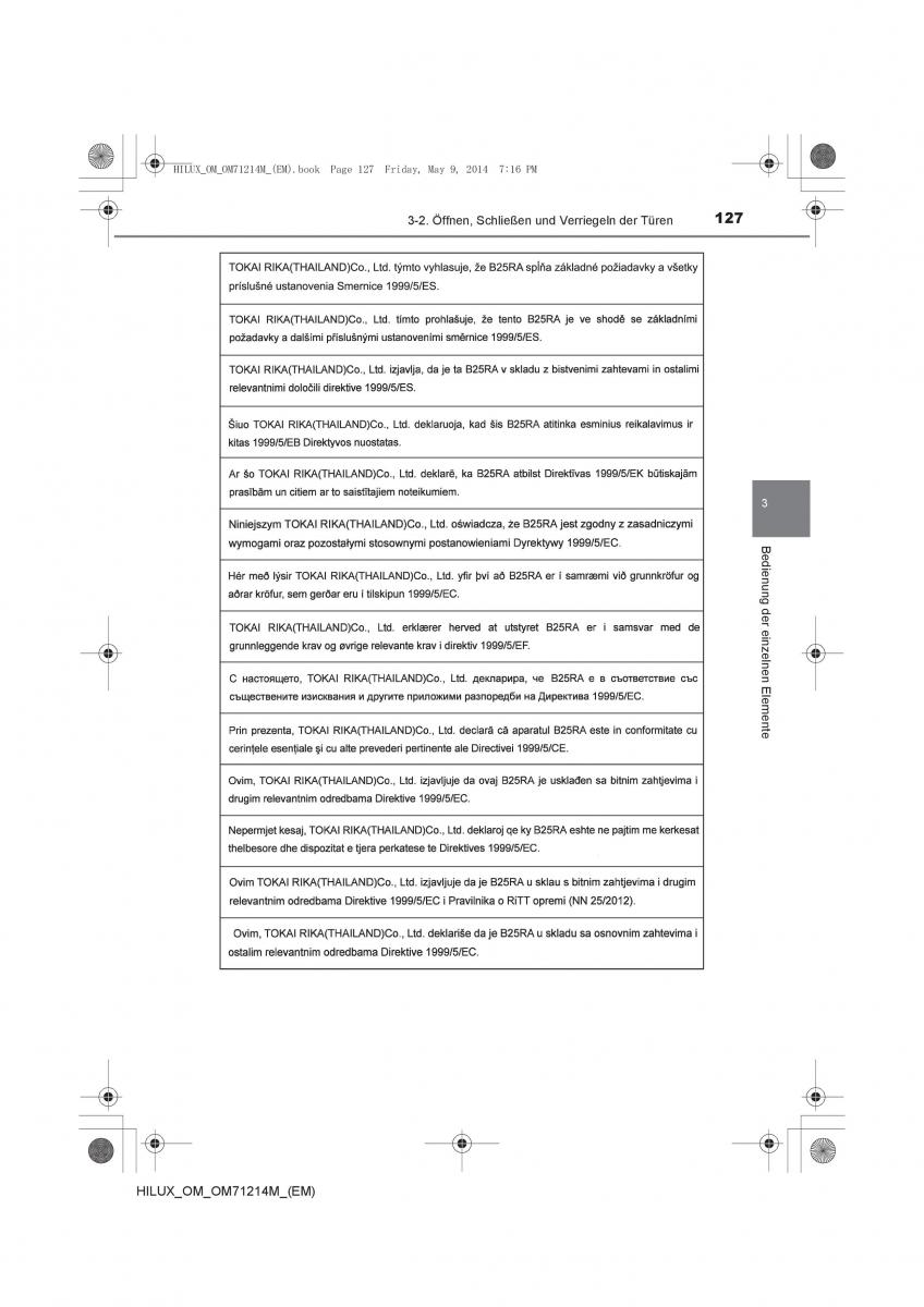 Toyota Hilux VII 7 Handbuch / page 127