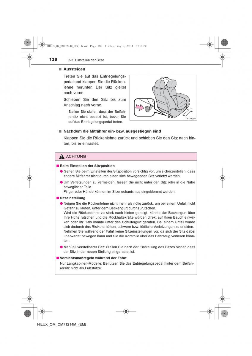 Toyota Hilux VII 7 Handbuch / page 138