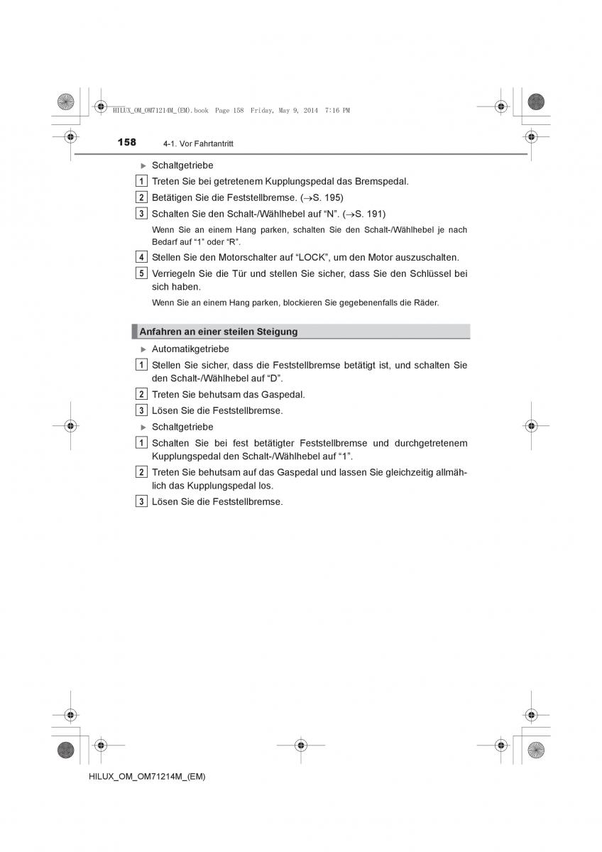 Toyota Hilux VII 7 Handbuch / page 158