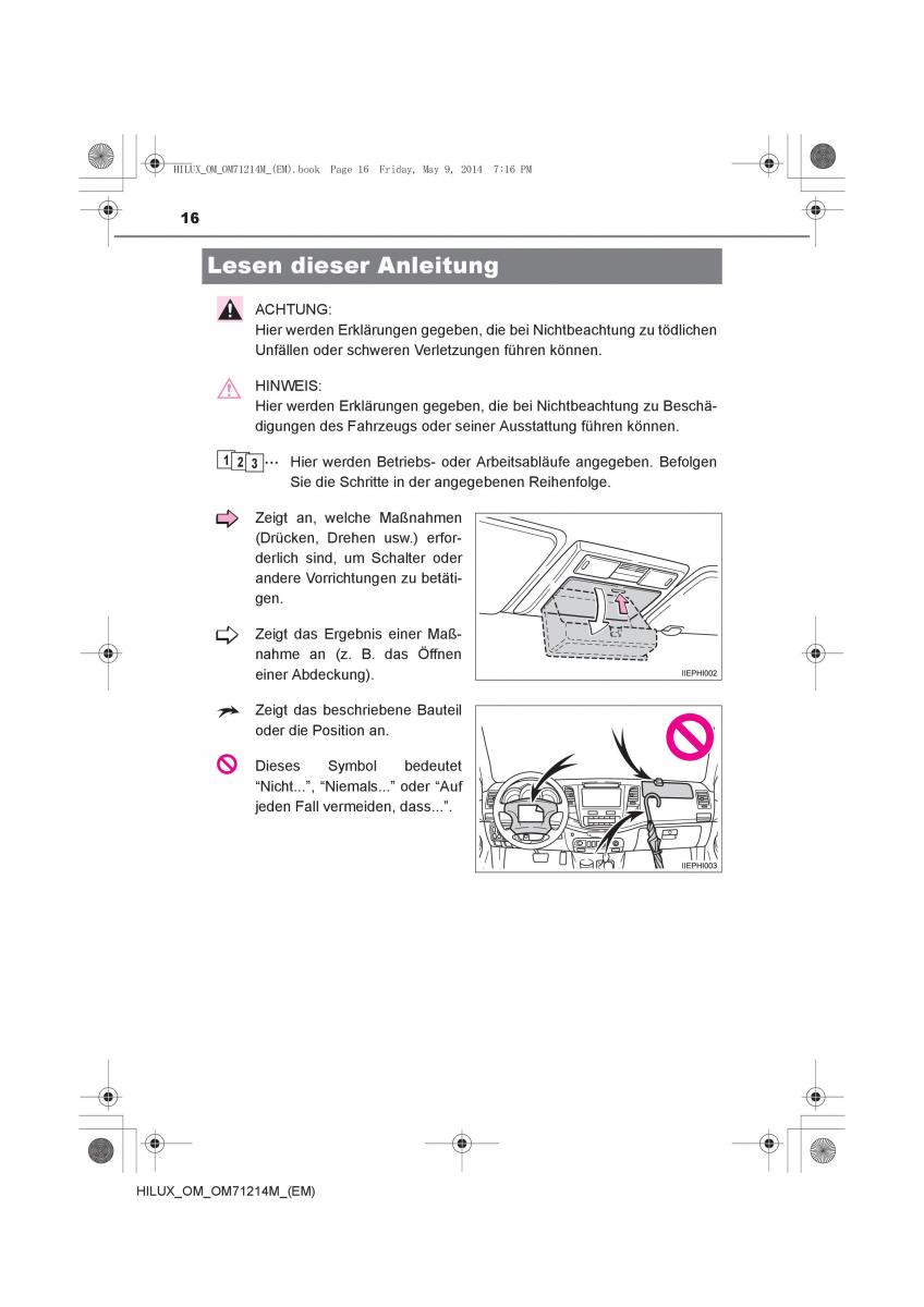 Toyota Hilux VII 7 Handbuch / page 16