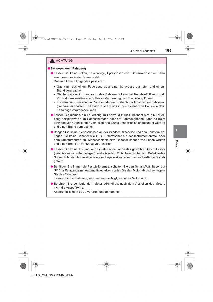 Toyota Hilux VII 7 Handbuch / page 165