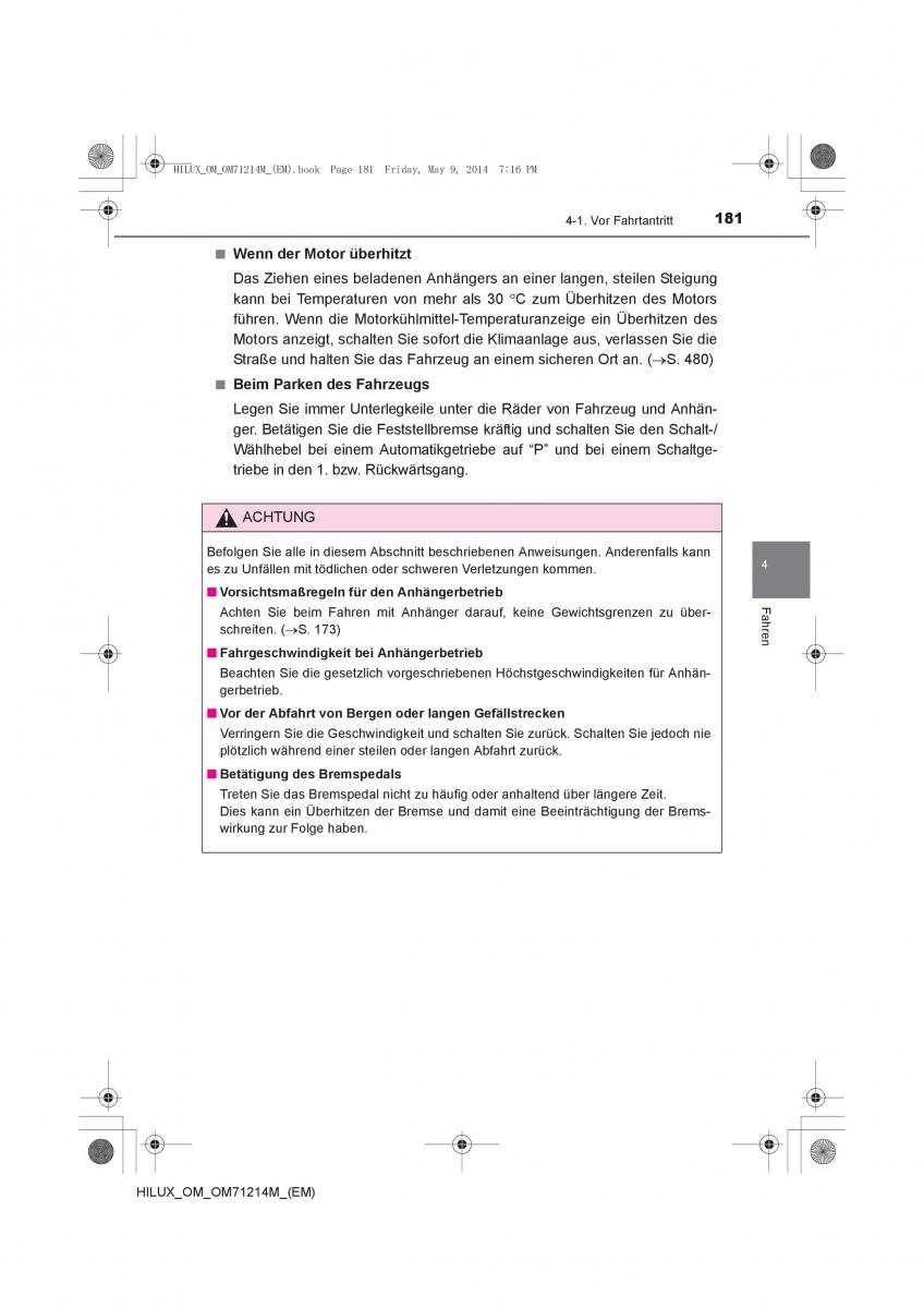 Toyota Hilux VII 7 Handbuch / page 181