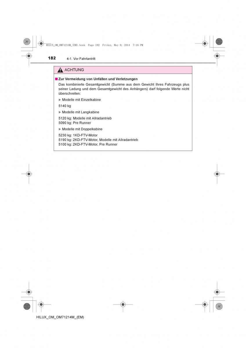 Toyota Hilux VII 7 Handbuch / page 182