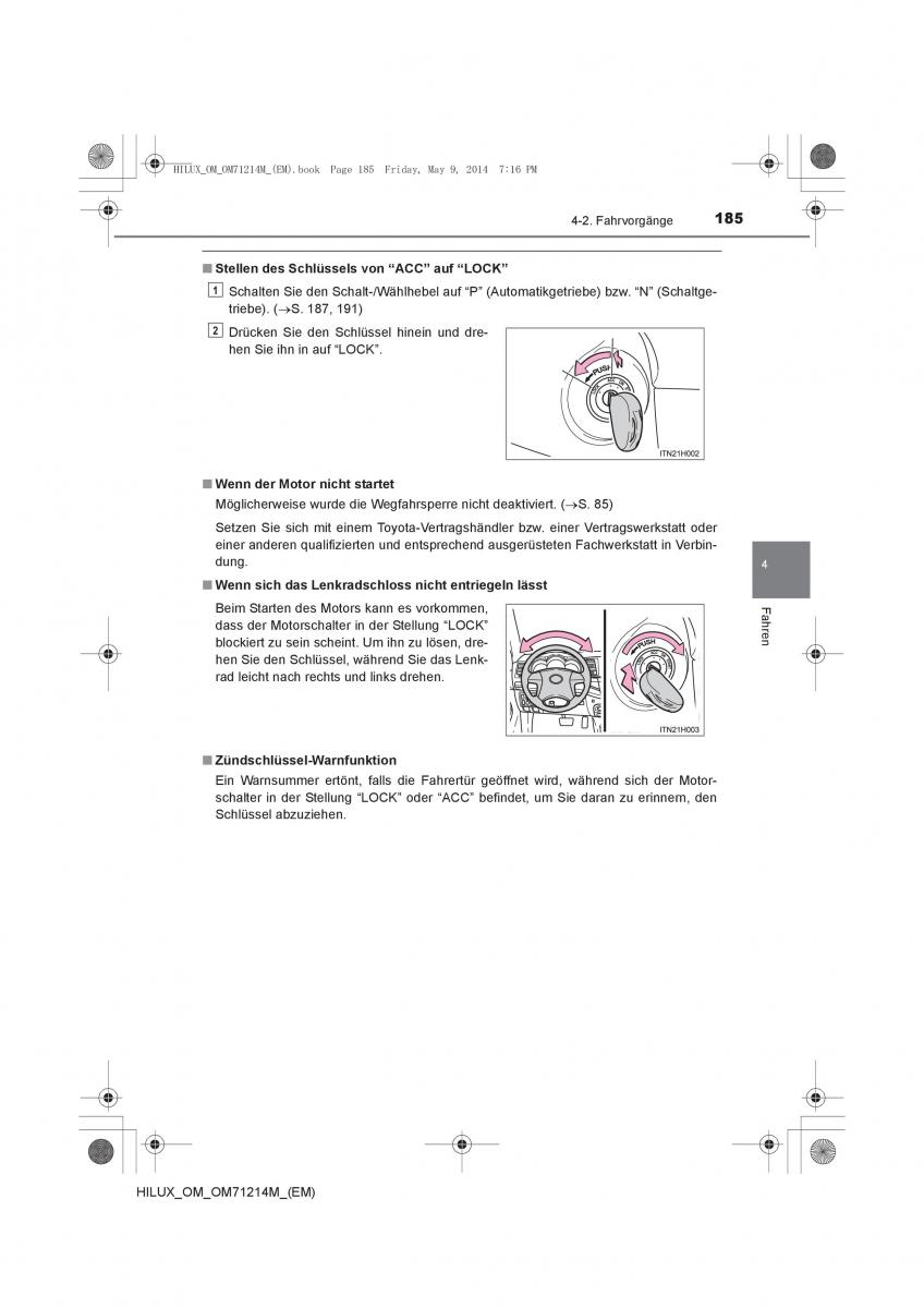 Toyota Hilux VII 7 Handbuch / page 185