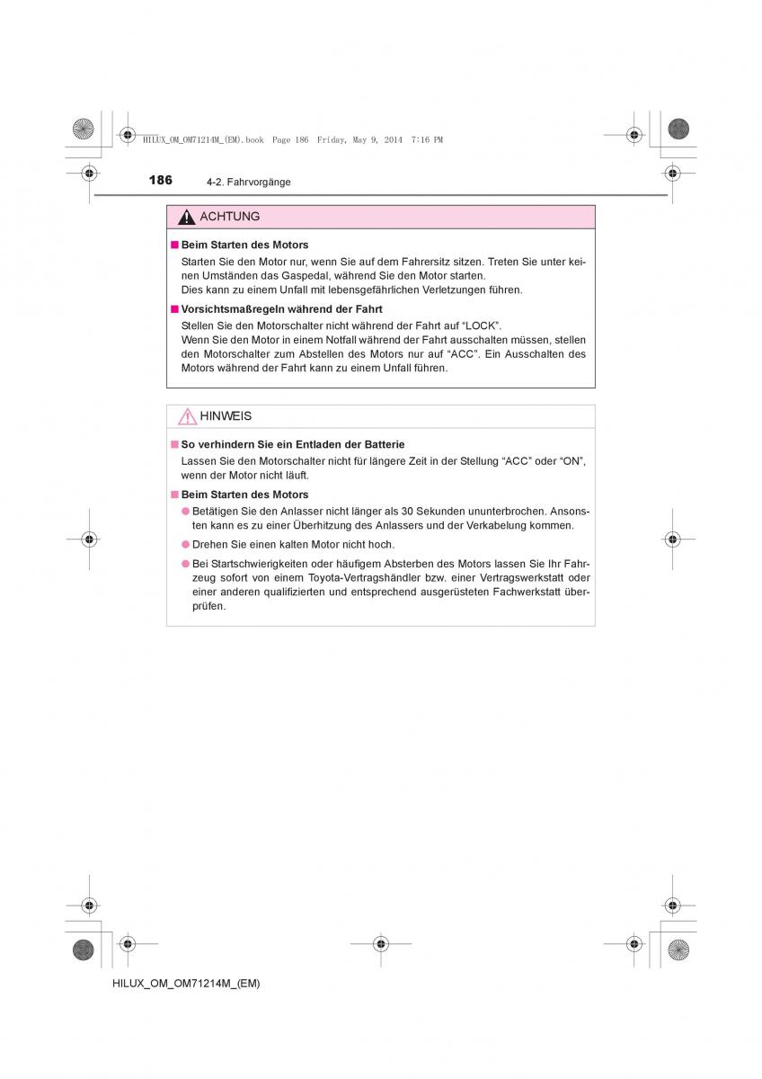 Toyota Hilux VII 7 Handbuch / page 186