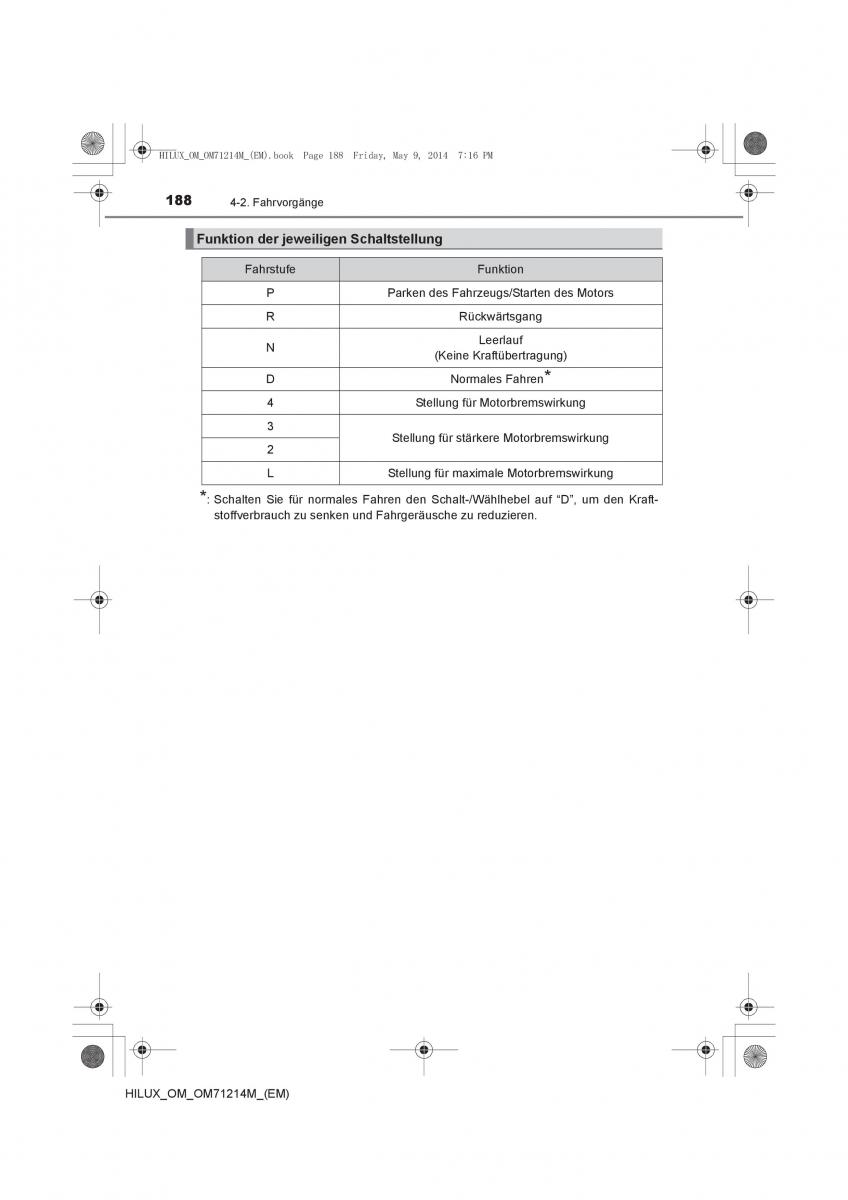 Toyota Hilux VII 7 Handbuch / page 188