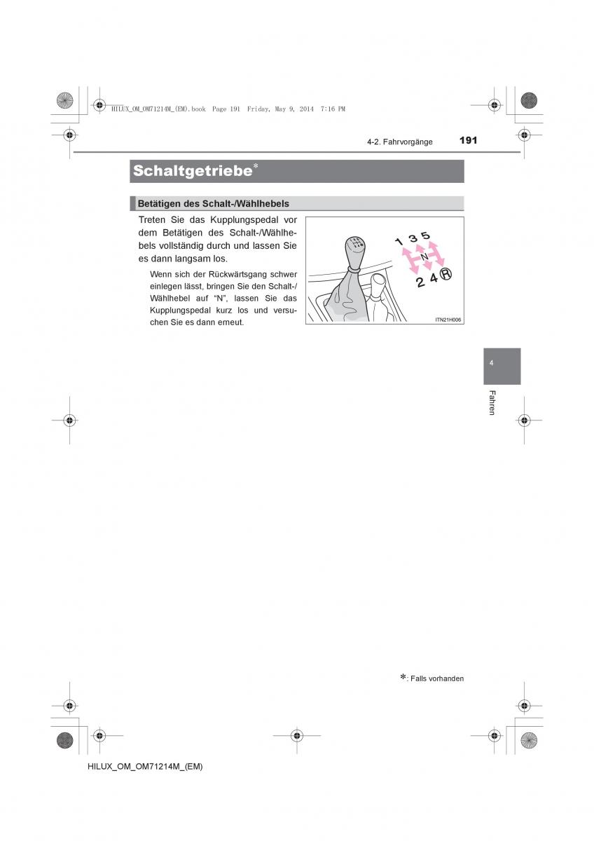 Toyota Hilux VII 7 Handbuch / page 191