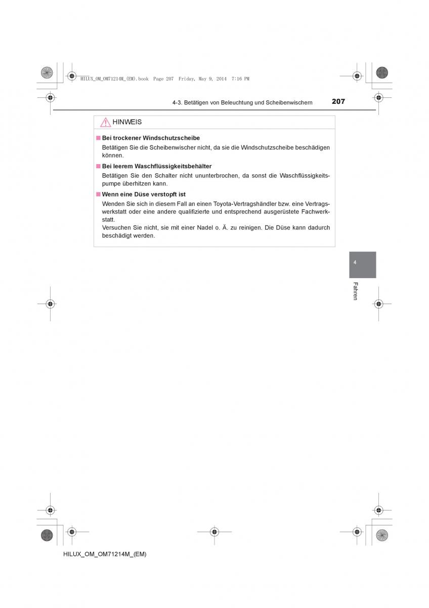 Toyota Hilux VII 7 Handbuch / page 207