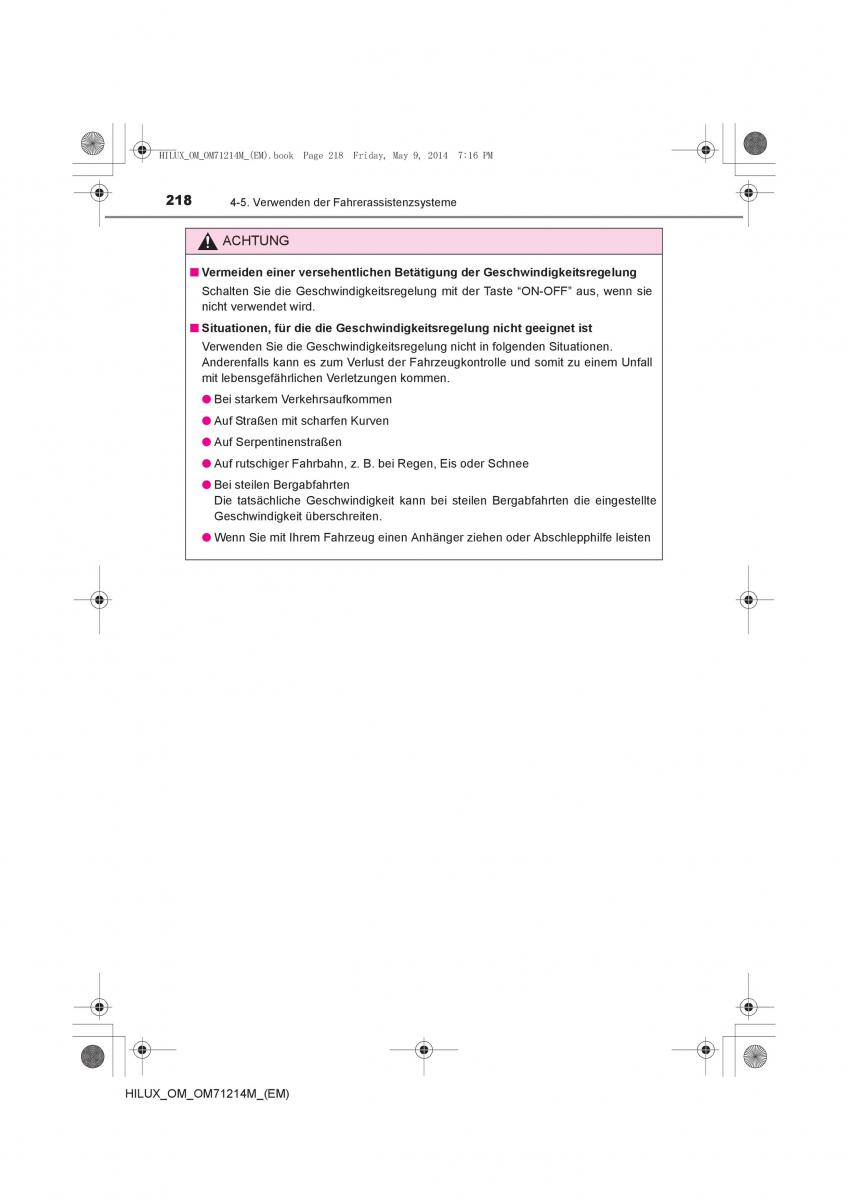 Toyota Hilux VII 7 Handbuch / page 218