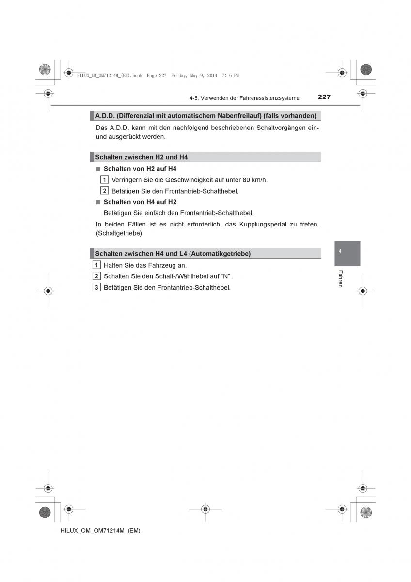 Toyota Hilux VII 7 Handbuch / page 227