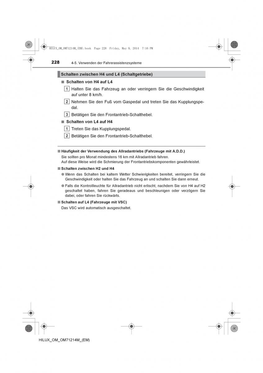 Toyota Hilux VII 7 Handbuch / page 228