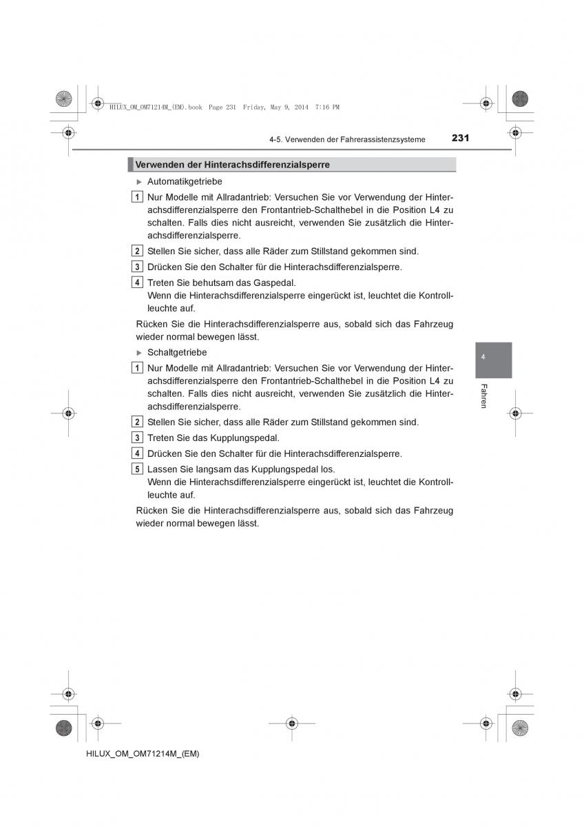 Toyota Hilux VII 7 Handbuch / page 231