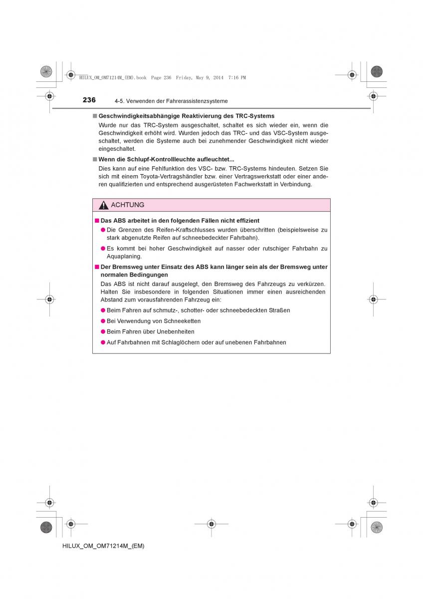 Toyota Hilux VII 7 Handbuch / page 236